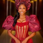 Osas Ighodaro Instagram - 💜 About this weekend … Absolute Beautiful time celebrating my darling boo @andrea.oi and her hubby Eghosa! Congratulations!! Congratulations!! The celebration was like no other and the venue was like a magical dream! Everything was so beautiful! I’m so happy for you both and as an honorary Iyamah sister, lol, it was beautiful to celebrate you both! Congratulations once again & May God bless your union! XoxoxO 💐💜💐 Outfit | @veekeejames_official Makeup | @lokengoo Hair | @touchofibee Gele | @chygele Photography | @officialphotofreak #FortheLoveofEden #AndreaIyamah #wedding #blessed 💐