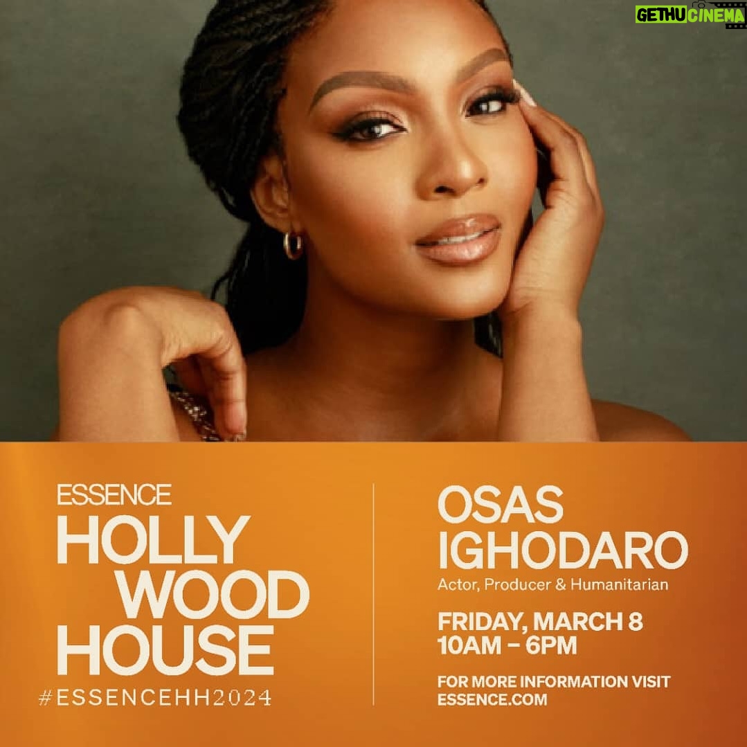 Osas Ighodaro Instagram - ✨Excited to be back again! Thank you @essence for having me! @barkue your post said it all! I had to repost it! Leggggo Queen! 💐🙏🏾🤗💖 #Repost @barkue with @use.repost ・・・ One of my favorite aspects of everything we do at Essence Ventures is the intentional connection to community, providing them with access and resources to scale, grow, learn, and connect and of course celebrate. I am thrilled about Hollywood House, where individuals interested in entering the film and television industry as black creative professionals (e.g., actors, directors, casting directors) can engage with industry insiders. Even if you can’t attend in person, you can join us virtually from anywhere in the world. Don’t miss out on this opportunity, and I’m especially excited to moderate a conversation around cultural, heritage and the diaspora telling all of our stories and how it shows up on screen and on ones journey. With @officialosas and other amazing panelist Join us on March 8th @essence #HHouse24. #diasporaconversations #globalblack ….. #essenceHH2024 #HHouse24 #actor #international #global #blessed #essence ✨
