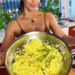Padma Lakshmi Instagram - Nimbu rice or lemon rice is so delicate, delicious, AND vegan! Much like coconut rice, this dish can come together so quickly using day old basmati rice and pantry staples. If you’re making it with freshly cooked rice, simply spread out the rice in a platter to cool down so that it becomes less fragile before adding it to the pan. Enjoy!!