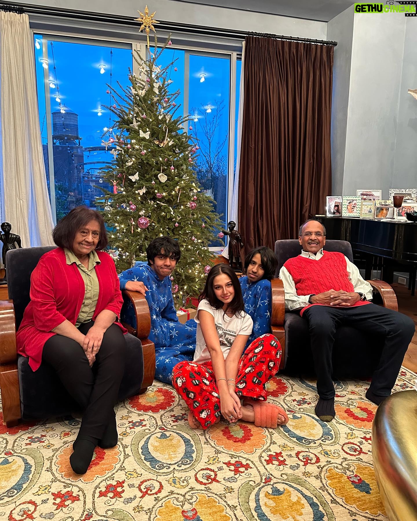 Padma Lakshmi Instagram - Onesie mania Chez Lakshmi this Christmas!!
