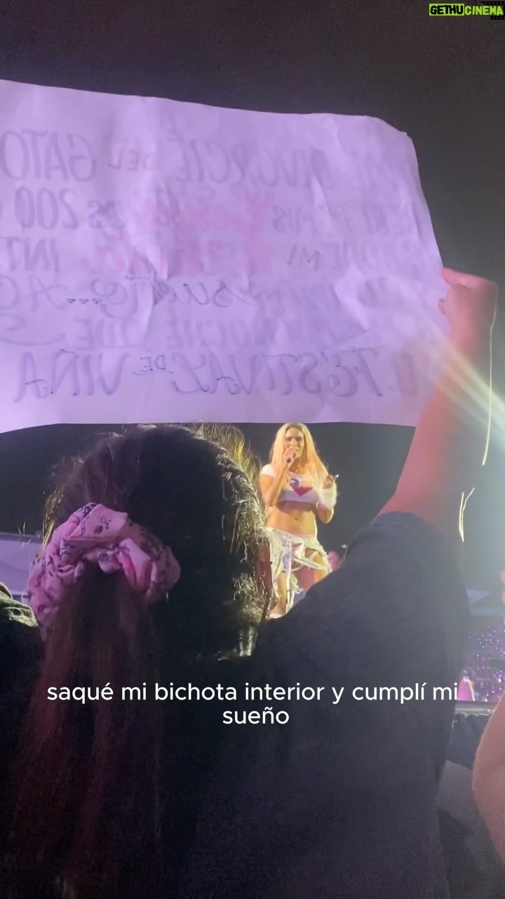 Pamela Leiva Instagram - A una semana de este hermoso momento🌸🩷 Fui una verdadera fan, cumplí mi sueño y no fue sola fue gracias a todas por su apoyo, las que estuvieron ahí gritando, quienes aplaudieron y me apoyaron❤️🔥❤️🔥🙏🏽🙏🏽. Gracias a todas quienes me etiquetaron en los videos, aún no lo puedo creer 🥹🥹. Los sueños si se cumpleeeenn 🌈☀️ 🌺🌸🩷 Gracias a mi ami!! @mixcosas por el cartel 🌸💖