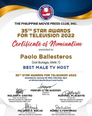 Paolo Ballesteros Instagram - Many thanks PMPC! 😘❤️😉 *nabura na pala kilayz 😬😂✌🏼