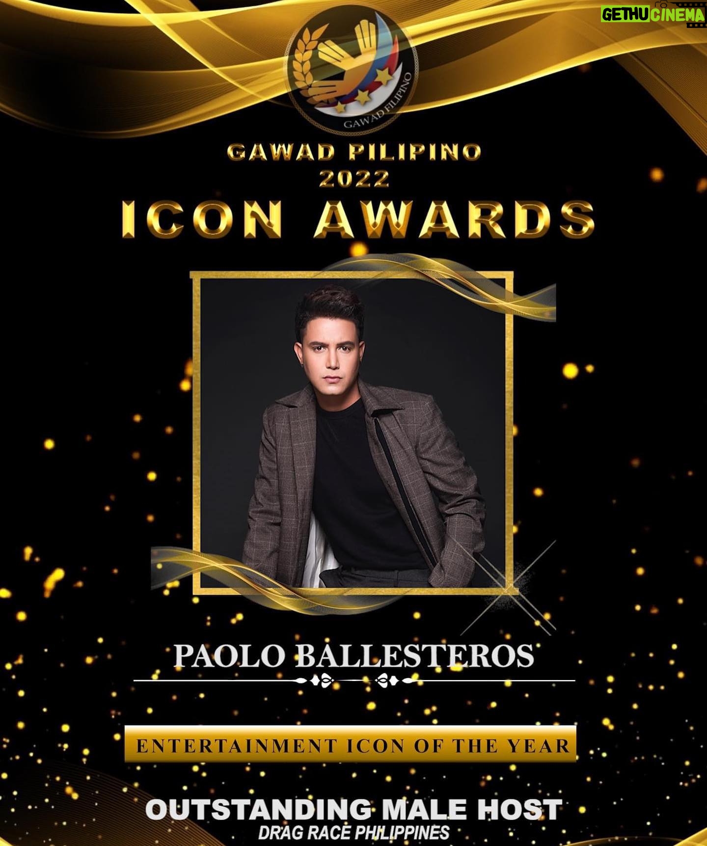 Paolo Ballesteros Instagram - Congrats Dabarkads! @mainedcm @eatbulaga1979 @dragraceph 👍🏼❤️ maraming salamat Gawad Pilipino 2022 ICON AWARDS 😉😘😘😘