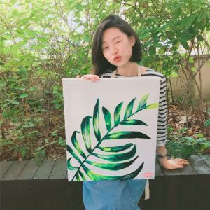Park Soo-jin Instagram - 비가 와도 그림은 싱그럽게♡
@_mypalette 
#마이팔레트#오늘의작품#거실에놔야지#오늘의싸인은#입술#쪽#아트클래스#힐링#화분대용