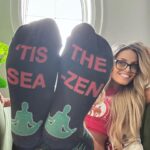 Patricia Stratigeas Instagram - So excited to announce … my new sock line! Socks you ask? Yes, socks! A little while back I asked you guys what you would want to see in the Shop and I read socks ALOT! So I partnered with Canadian company sock manufacturer @soxos.canada and we made y’all some socks - or should I say Sox! And, just in time for the holidays! We made 4 different and stratusfying designs and I’ll be revealing one a day until we drop the Trishmas Sox Collection in the Shop on Monday! This first design was ideated by @_tonylorusso and I and @shelbyslie brought her to life! Love how it came out .. thanks you two!! Stay tuned for more stratusfying sox… 🧦