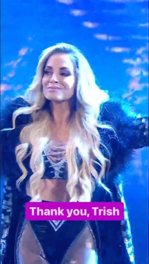 Patricia Stratigeas Instagram - Will we be saying “Thank you, Trish” to @trishstratuscom tonight? 👀⛓️ #WWEPayback