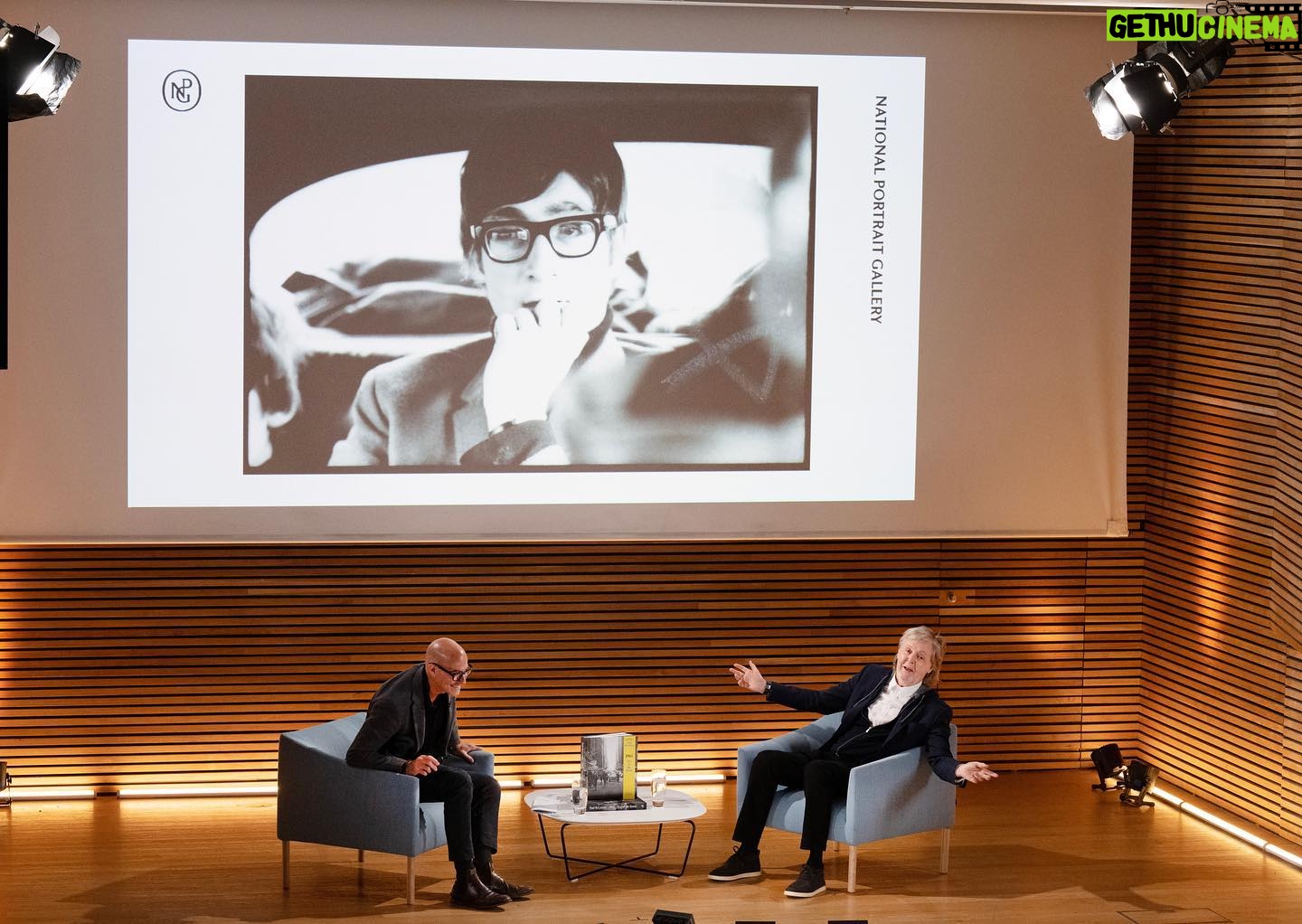 Paul McCartney Instagram - Paul and @stanleytucci talked 'Beatlemania', The Ed Sullivan Show, fond memories and the joys of analogue photography at the @nationalportraitgallery today. 'Paul McCartney Photographs 1963-64: Eyes of the Storm' is on until 1 October 2023. Get tickets and more information at the link in bio