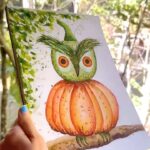 Paula Stephânia Instagram - Pintando meus sonhos. A inspiração pode vir até do mais profundo do nosso subconsciente! Sonhei com essa Aboboruja que tentava me dizer algo… o que será? 🤔