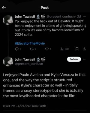 Paulo Avelino Instagram - Filed under layouts that didn’t work in the promo shoot but our movie does 🥰🫶🏼

#elevator