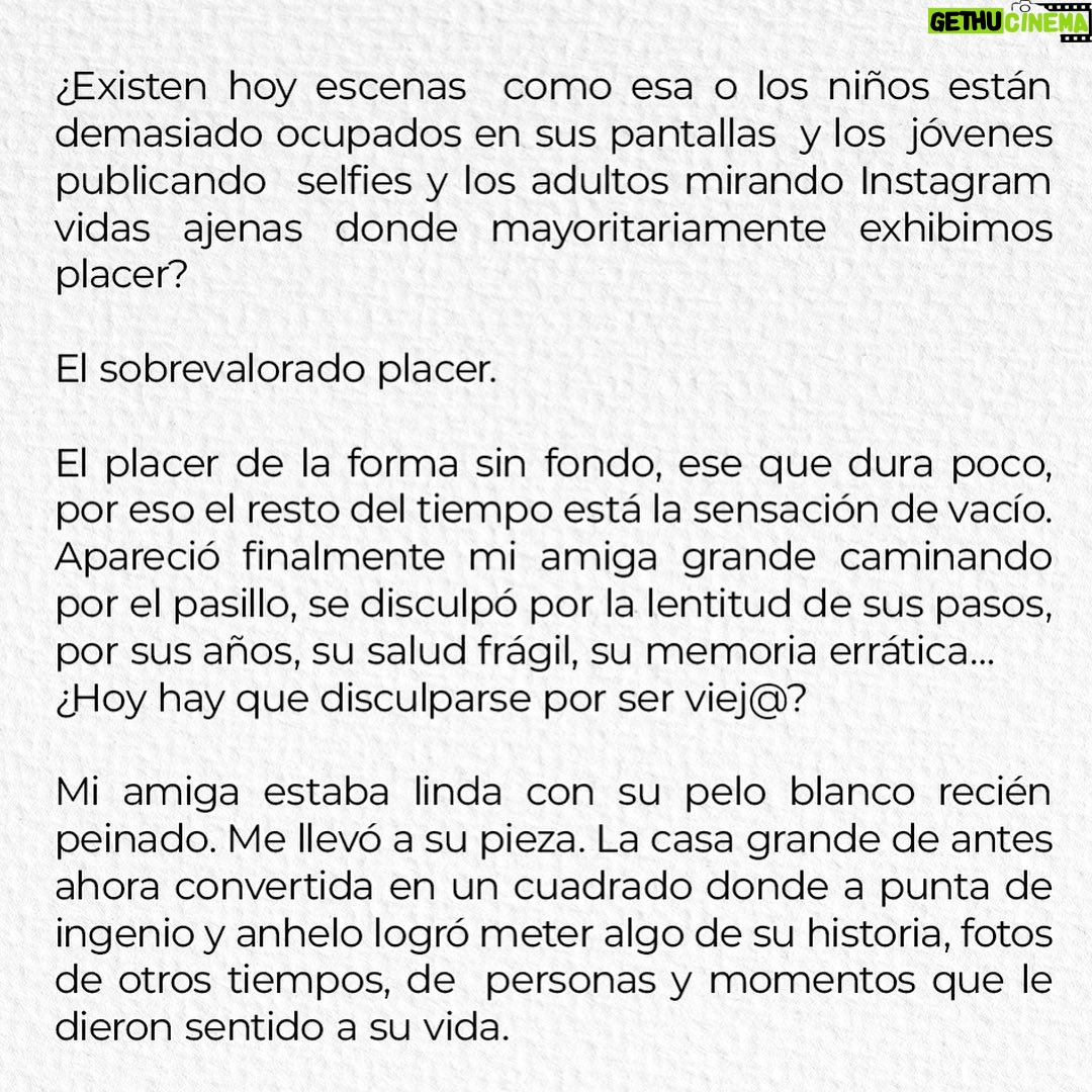 Paz Bascuñan Instagram - ¿Cómo te imaginas de viej@? ¿Te asusta envejecer? ¿Cuál sería para ti una vejez feliz? Les comparto estas líneas, las escribo después de ser testigo de un momento de viejos reunidos. ❤️ #vejez #vida #muerte #historia #familia #sentido #valor #sociedad #felicidad #calidad #dignidad #soledad #hogar #gentegrande #leydevida #residencias #hogares #futuro