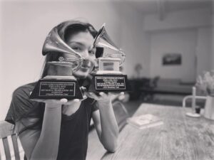 Phillipa Soo Instagram - “Book ends.”
…
Had I known as a young girl that I would be so honored to receive a Grammy for not one but two Cast Recordings of Broadway Musicals, I would tell her, do not—for a second—be afraid to sing out.
I am incredibly honored to be recognized for my work in @intothewoodsbroadway by the @recordingacademy 
and to have been a part of such a beautiful show. Thank you thank you thank you @instarobberman for being so generous as I learned one of the most iconic scores in ten days, and for helping and guiding us with such ease and kindness. And to the Cast and creatives of @intothewoodsbroadway for giving me one of the most magical and soulful summers of my life. 
…
Love you @stevepasquale you were right it was less terrifying after three previews. ❤️