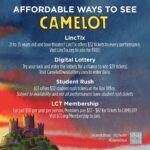 Phillipa Soo Instagram - There are so many ways to see #CamelotBway, and I'd love to see you at the Beaumont! LINCTIX For those age 21 to 35, all tickets are just $32 for every performance through this free program. Sign up for free at LincTix.org DIGITAL LOTTERY Try your luck and enter the digital lottery for a chance to win $39 tickets! Visit CamelotBwayLottery.com to enter daily. STUDENT RUSH LCT offers $32 student rush tickets beginning 2 hours before a performance at the Box Office. Please note that these tickets are subject to availability and not all performances have student rush tickets. A valid college/university ID is required to purchase tickets. LCT MEMBERSHIP For just $50 per person per year, Members pay $72 - $82 for tickets to CAMELOT and have flexible exchange/refund policies. Members also get exclusive pre-sales to other LCT shows and more! Visit LCT.org/Membership to join. Follow @LCTheater and @CamelotBway for show updates, and remember to tag #CamelotBway on your posts about the show!