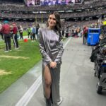 Phillipa Soo Instagram - Thank you @raiders Honored to have sung the National Anthem at today’s game. Styled by @cristinaehrlich @bridgetblacksten Thank you @ronaldvanderkemp @louboutinworld @nikoskoulisjewels @musexmuse