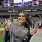 Phillipa Soo Instagram - Thank you @raiders Honored to have sung the National Anthem at today’s game. Styled by @cristinaehrlich @bridgetblacksten Thank you @ronaldvanderkemp @louboutinworld @nikoskoulisjewels @musexmuse