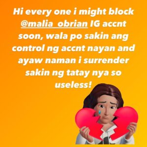 Pokwang Instagram - dahil ayaw naman nya i surrender samin ang IG ng anak nya so soon i block ko na po this IG ni @malia_obrian, masakit pero sayang kasi naka tengga lang yung accnt ng bata ayaw nya ipagamit samin. 🥲😢