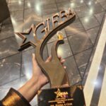 Pooja Gor Instagram - First award of the year. 🥹Thank you GIEBA for honouring my work. A token of appreciation like such is encouraging for every artist. Grateful. 🙏🏽 Wearing @isadoralife1 saree