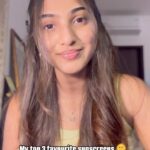 Pranavi Manukonda Instagram - My top 3 favourite sunscreens ( NON SPONSORED ) • @aqualogica.in • Photon 360 hydra sunscreen • @isdin.india Sun-stick- @thankyoufarmer #skincare #sunscreen #routine #top3 #favourite #skin