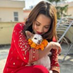 Priyanka Karki Instagram - कुकुर तिहार 🤍 Only love to all our fur babies 🖤 Snowie, Bella, Shadow and Cloud ⭐️🌙