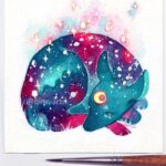 Qing Han Instagram – Sleeping galaxy doe 💫
•
So I’m thinking of holding an Instagram auction for this piece, probably on Thursday or Friday?
It’ll be with a pretty frame I found and i think it looks nicer in the fame 😊~ this piece is 3 X 3 inches small, and fits perfectly into the mini frame.
•
This is the first time I’m ever selling any original piece that isn’t a commission (and I haven’t done those since 2011…), so I hope it goes okay 😖
Tbh I’m super nervous haha…
•
You can see a little process shot in my insta story 😁~ I’ll post a video of this with the frame on insta story too 😊
