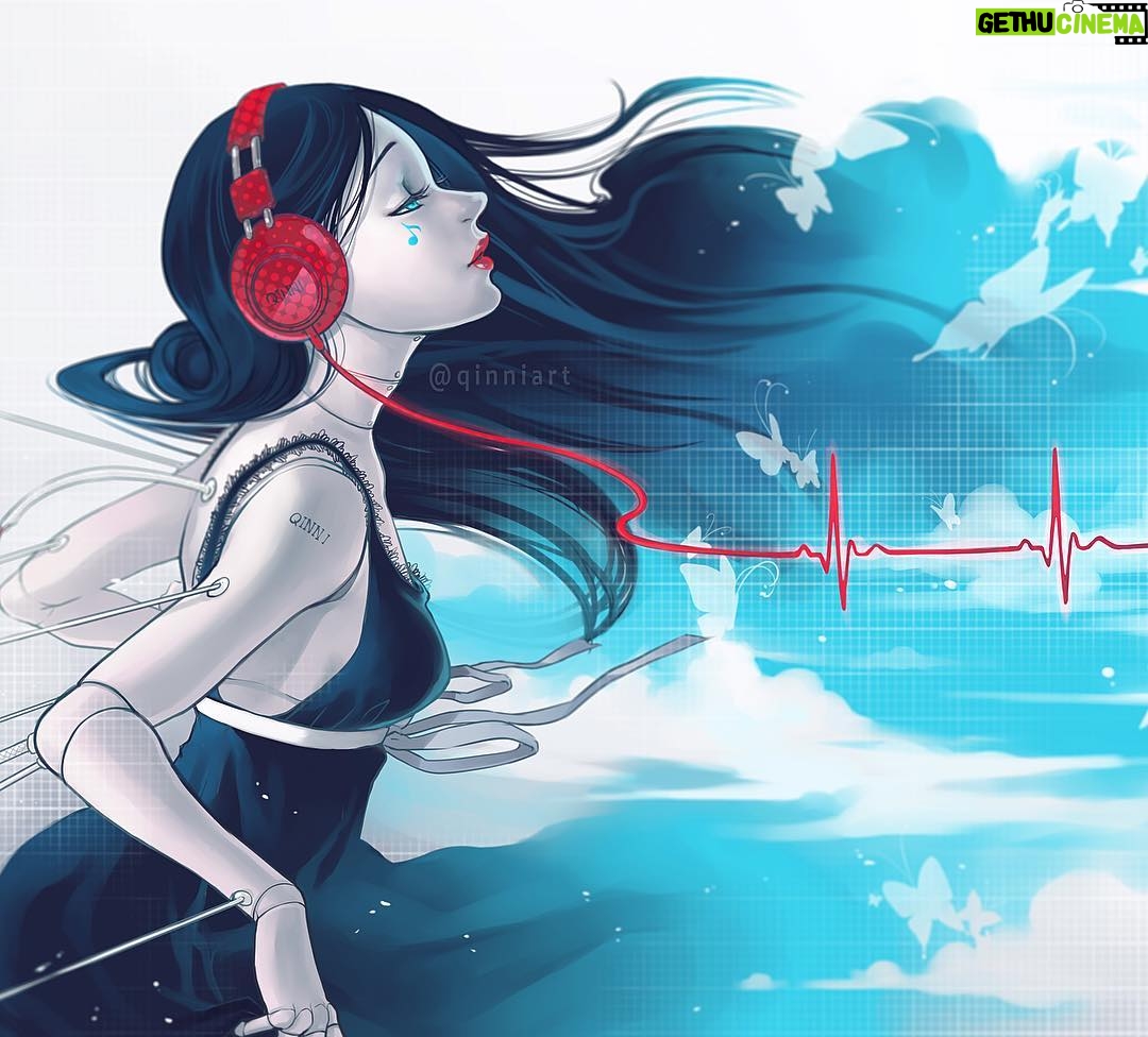 Qing Han Instagram - "Music is my life...it's the thump thump of my heart..." πΌπΆ Throwing back to a 6 year old piece. Why did I spend an hour fixing this instead of working on my sketch...I don't know ππ #tbt #EasilyDistracted
