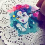 Qing Han Instagram - WIP...trying to paint on doilies....this material is horrifyingly hard to handle with paint hahaha....😭😭😭 I actually think this looks like a piece of shit tbh hahah (sorry!); I just like the way I did her face and I haven't drawn my own stuff in so damn long....why am I even posting this lmao...I promise I'm gonna make it look better when I'm finished with it... sorry I can't post that much stuff these days. I want to draw so much but I'm so tired all the time. 😢😢😪 #MayBePurgedLater