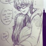 Qing Han Instagram – After playing a sad game MC needs a Seven-hug.
😢
•
•
Who am I kidding, all of us who finished the secret endings need a hug.
I was trying to find comfort in drawing some 707xMC but my hand wouldn’t keep steady. My hand is wobbling out of sadness.
Sorry I only have rough sketches these days…ughhhhnnn
•
•
#deletinglater #mmtrash #mysticmessenger #707