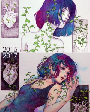 Qing Han Instagram - 2015 vs 2017
(＞人＜;)
I've really improved on the way I drew leaves, if I do say so myself 😂~
I didn't actually look at the old drawing much when I "redrew" it though, so there are places I would've done differently had I actually looked at the old version...
Anyways, #tbt of sorts? Haha. Sorry I keep posting these Lolol~ there are a lotta old daily sketch stuff I wanna redo actually. I guess I shouldn't make a comparison every time but it's just fun.....😆
Might delete later when I clean house haha~