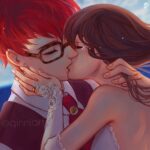 Qing Han Instagram - "Let's marry in the space station"🌕⭐️ • • • Edit: lmao I kinda forgot to put a ring on Seven, damn, my bad 😂😂~ uhhhh let's just pretend it's there, ty 👀💦💦 • This is kinda late but finnnnallly done! I wanted to finish it for yesterday but I didn't wanna die doing it so yaa xD~ I'm playing Ray's route now and damnn. I need to play Seven's route again after this I think... I'm not normally even into otome games tho haha, but this one got me. Which boy/Jaehee is your fav? 😂😆 • • #mysticmessenger #seven #707 #space #wedding