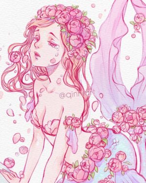 Qing Han Instagram - 🧜‍♀️🌺
Rough sketch w colour testin before moving onto watercolor version.
 _(:_」∠)_
•
I'm posting more wip on Twitter so follow me there? 😆
•
•
•
Just saw the pre heart transplant clinic nurses actually haha, I'm actually resting in the hospital lobby rn (´･_･`)....the stress woke me up way before normal and I forgot to take my heart slowing meds before I left, so now I can't walk too fast or my body hurts. Oops.
I'm seeing the pre transplant clinic Doctor tmr, and I guess that'll be fun? Lol. Hope I'll remember my meds at least tmr.
This doesn't mean I'll for sure have a heart transplant tho. In fact, I really, really, really hope I don't. Cause, well, there's the possibly dying thing (fun fact, 60% of ppl survive 10  years...lol) but also food restrictions like no raw food like sashimi or medium rare steaks; I heard even some raw veggies I need to be careful of too, I guess like the e coli outbreak on lettuce a while ago would probably be pretty bad for transplant patients...so, uh, fingers crossed there'll be some meds that can help me D;;. But the doctors just want me to be prepared for that possibility. She basically said that they can't keep cutting me open to remove the scar tissue building up lol. I guess medical risks rises every time I have heart surgery xD;;
•
Tbh I thought I would try to draw more, but I ended up having back pain every other day and it's just...not great. But hey, at least I might be able to post something here once a month? Lmaoo~ I don't really want to dump my sketches here haha...(｡-_-｡)
•
•
•
#art #illustration #mermaid #roses #flowers