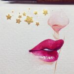 Qing Han Instagram - ⭐️💋⭐️ • • Cause most of you guys said both and then around equal # (from what I saw) chose either, here's the picture version of the lip painting haha~ I added some star freckles with gold ink✨✨ • I recently tried posting at least once a day again the past week or so but I've been sleeping at 2 or 3am as a result...I'm not sure if I can pull that off haha. I'm still so slow at everything arghhh😤😅😅