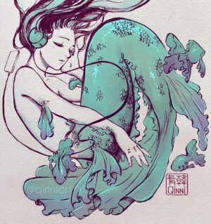 Qing Han Instagram - 🎶🐟🎧
"Sink into the music, into the sea"
•
•
•
Played around a bit haha~ I think some people were bothered that she had technology stuff? But I dunno lol, if mermaids exist, why can't waterproof music player...?😝🐟🎧