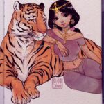 Qing Han Instagram - 🐅💃🏻 • • • Guess who?~ I redrew an Inktober I did two years ago :3~ mostly cause I wanted to practice drawing tigers again xD. I think I got a lil better with the tiger thing haha • #inktober #inktober2017