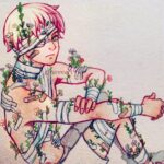 Qing Han Instagram - 🌼💉 • • • #tbt of some wildflowers growing out of wounds. #throwbackthursday ~ ~ (I just realized this old watercolor kinda looks like Unknown...😆~) #mysticmessenger #TooMuchGaming #lol Pose inspired by yooani