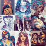 Qing Han Instagram - #artvsartist and #2016bestnine combined! Haha these are just my personally curated best nine of this year🎨 🏮 I know 2016 was pretty bad for a lot of peeps, so...what's something good that happened? Id love to hear it~ let's bring in 2017 with positive shit ☆〜（ゝ。∂） I'm super thankful for Mystic Messenger! Hahaha had so much fun💕 🏮 I didn't draw enough this year i think....I mean, yes, my health sucks, but it sucked last year too >.>;;;;~ Too many head shots....but I'm finally getting more satisfied with the way I draw faces....well, there are still a way to go but still, I've spent years working on anatomy and drawing the body but not so much the face. Hope I can find the energy to do better next year~! I promise I'll do a giveaway soon~~! It'll be some doily stuff 💮. I promise. 😆 🏮 🎉🎉Happy New Years~!🎊🎊🎋