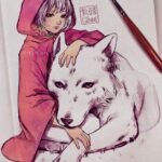 Qing Han Instagram - Little red~ • • • Tbh I always loved the badass little red riding hood image hahaha~ I might do more fairy tale stuff, maybe? What's your fav fairy tale? • Also, as expected, I started #inktober 5 days late 😂