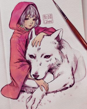 Qing Han Instagram - Little red~
•
•
•
Tbh I always loved the badass little red riding hood image hahaha~ I might do more fairy tale stuff, maybe? What's your fav fairy tale?
•
Also, as expected, I started #inktober 5 days late 😂