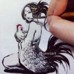 Qing Han Instagram - HD full version in profile👆👆 (Brush pen: YouTube video description also includes a link to the brush pen 😝) • • Brush Pen speed paint~! happy lunar New Years 🐔~ well, it's Chinese New Years for me and 1/6 of the world's population 😆~ Music - 夏の終わりに by 神山純一 (In the late summer by Kamiyama Junichi)