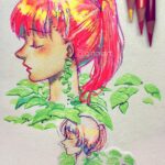 Qing Han Instagram – Offhand doodle vs Redo with more stuff added.
You can probably tell which is which xD~
•
Experimenting with some mediums I bought on a whim. The colours of the hair is actually brighter in real life because it’s luminescent paint.
I have a video of this which I’ll edit later haha…took about an hour and a half? I wasn’t sure what I was doing tbh 😂~
The leaf thing was a digital edit though haha~ just having fun at 1am….oh god it’s already 1am. Gnight.