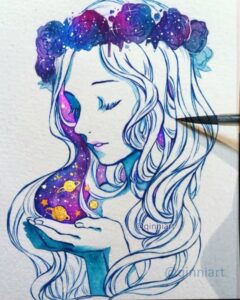 Qing Han Instagram - ⭐️🌛 Throwback! Cause now that Instagram has 1 minute videos I wanted to put a full version up here, hope you guys who saw it already don't mind 😊~ thanks for hanging around! watercolor, gouache and gold ink. • FAQ account: @qinnih Music: 月の夜の夢 (Tsukinoyo no Yume) by Kamiyama Junichi