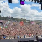 RAYE Instagram - How can I ever recover, 60,000 people came to watch us at Glastonbury’s Pyramid stage, followed by our surprise set at the BBC Introducing stage which was somehow just as magical 🫀🫀🫀🫀🫀 Thank you to my team 😭 and to @off____white for my beautiful dress GOD IS GOOD 😭