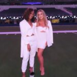 Rachel Lindsay Instagram – Never played on the field but I did party on one. 

Outfit: @aliceandolivia 
Shoes: @stevemadden