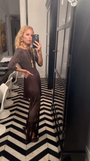 Rachel Zoe Instagram - Fall fringe mermaid feels in olive green for an end of summer birthday night and start to #virgoseason ✨