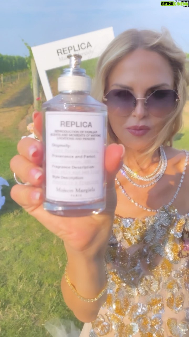Rachel Zoe - 6.4K Likes - Celebrating our annual JetSet Summer SoirĆ©e with @thezoereport and @maisonmargielafragrances at the beautiful Wƶlffer Estate Vineyard. Scent is such an important tie to memory and this Maison Margiela āREPLICAā Beach Walk fragrance and a candle smells like a sunny stroll down a sandy beach. Pick up a bottle from @sephora for a beachy, summertime pick-me-up! #ad