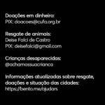 Rafa Kalimann Instagram – quando alguns perguntam nessas horas:
ONDE ESTÁ DEUS?

Ele está aí, na força dos que olham pro outro com amor, nos que se levantam pra servir, nos que se ajoelham pra clamar, nos que não se conformam com a dor mesmo que ela não seja a sua.
Ele está nos que estão lá na linha de frente salvando e resgatando, em cada família que precisa de TANTO, em cada animal que está em total desespero, em nós que mesmo de longe podemos doar e fazer algo. 

DOE 🙏🏻✨ #SOS #RS #riograndedosul #ajuda 

vídeo @artcarautocenter