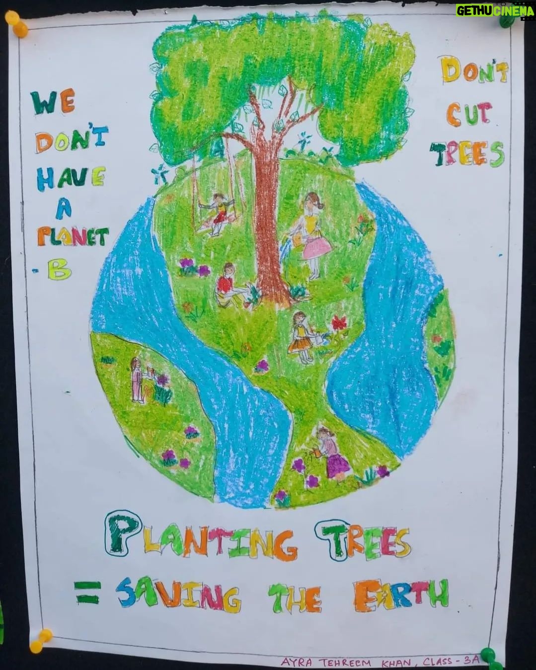 Rafiath Rashid Mithila Instagram - We made a poster on 'afforestation' on parent-child collaboration day at school 💚