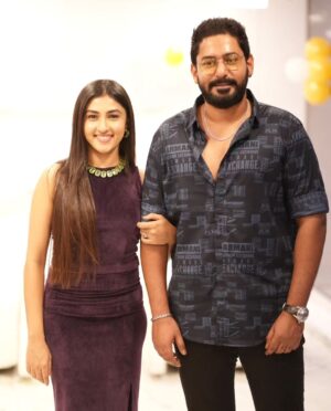 Ragini Prajwal Instagram - PRAG at @plumandsugar & @dermatonik_ !❤️ @prajwaldevaraj @iamraginiprajwal
.
Wishing you a heart congratulations on Bangalore biggest Spa & Salon!
.
A must visit for a great experience!👌
.
Outfit: @mileenia.official
Pictures: @kabir_photography___ 
Venue: @plumandsugar @dermatonik_