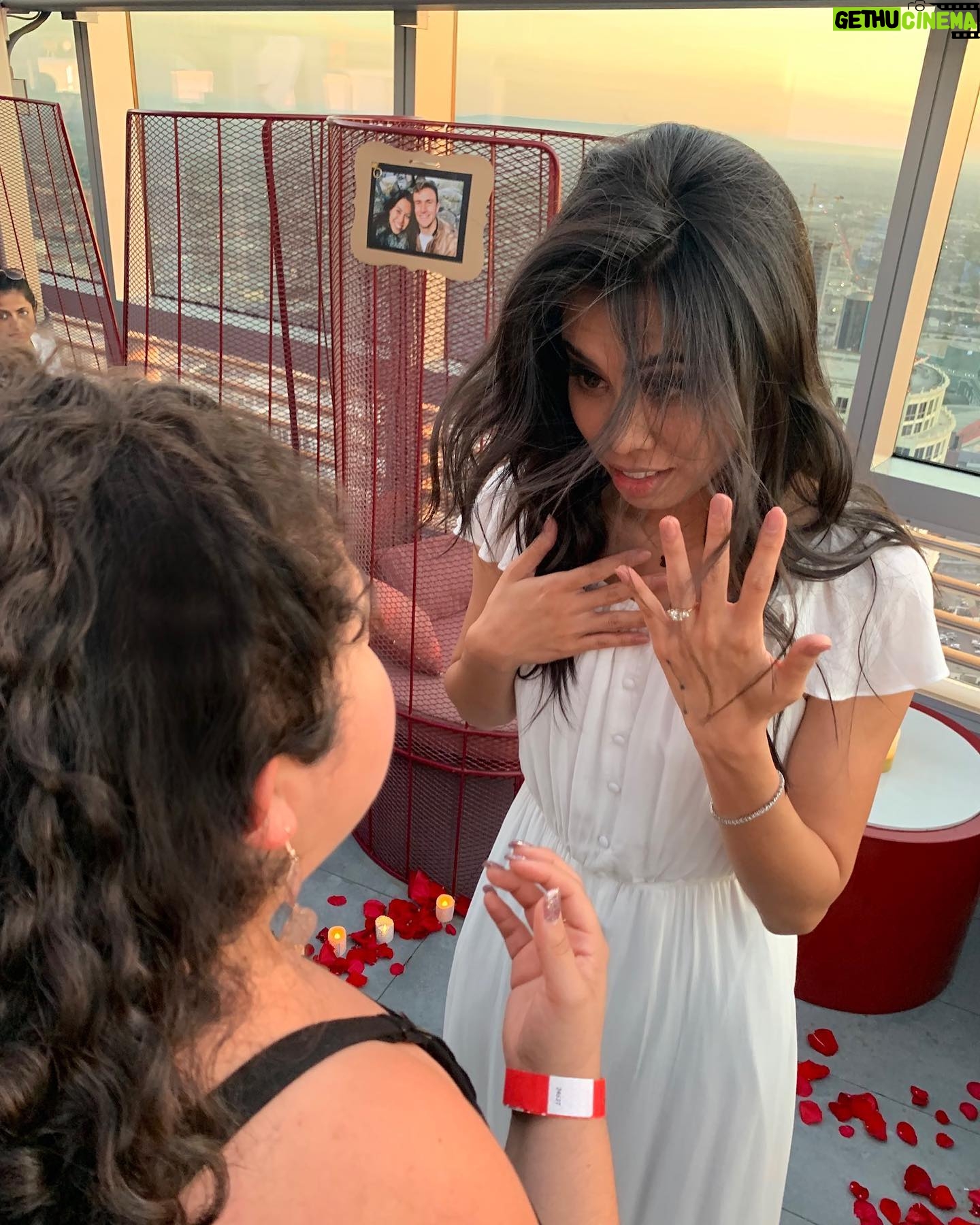 Raini Rodriguez Instagram - Happiest of birthdays to @ashleyargota9 🦋🦋 These two pictures of us were my favs from 2019... 1) We took this pic in the parking lot of Olive Garden after having a girls day. I knew @micktorres was going to propose to Ash in 3 days, so I took her to get a manicure because no friend should let her best friend get proposed to without her nails being polished! I was so nervous the whole day, I was worried I would give something away. 2) I surprised her by being at her proposal when she walked in. It was a moment. All of the people who loved and cared about her and Mick, all on one rooftop. We all laughed and cried, then we went into a corner, just us two....& just stared at the ring on her finger. Who knew 10 years of friendship would bring us to that moment of my best friend becoming someone’s fiancée and her asking me to be her Maid of Honor. Life has a funny way of bringing and keeping the right people in your life. We have been through so much these last 10 years but through it all, our friendship never faltered. I love you best friend!! I hope you have the best birthday and year yet!! 🥳🥳💟💟