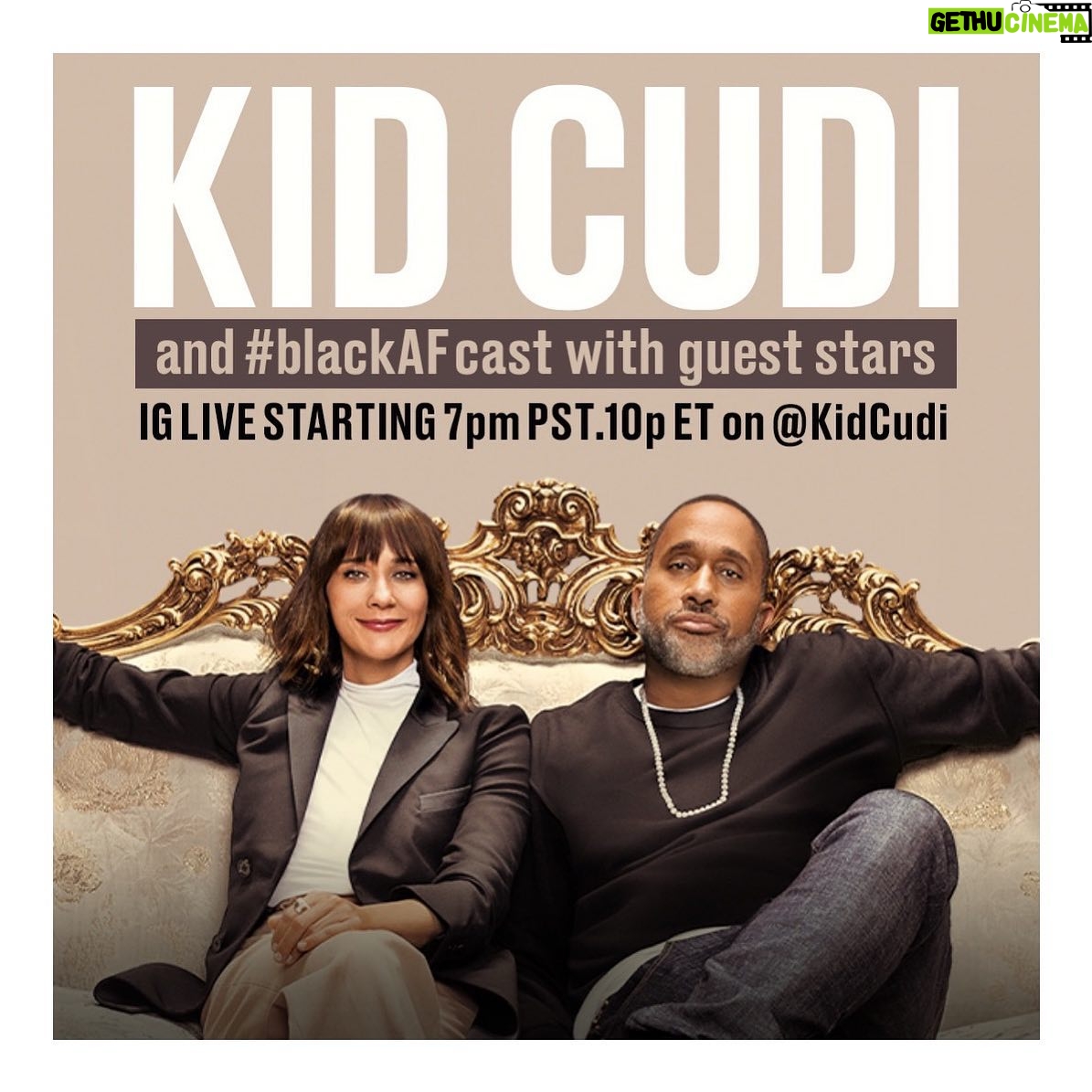 Rashida Jones Instagram - Turn up!! Tune in to @kidcudi’s IG Live tonight at 7p PT/10p ET for a surprise... #blackAFnetflix
