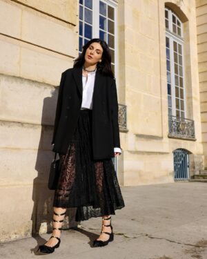 Razane Jammal Instagram - First appearance as the One Dior Ambassador for the Middle East at the #DiorCouture Show by @mariagraziachiuri wearing the new “Lady D-Sire” bag 🖤

Photos @patricksawaya 
Stylist @farahmounzer 
Makeup @auroregautier_mua @diorbeauty 
Hair @cyrilhair 
Management @kareemsamy @mad_solutions