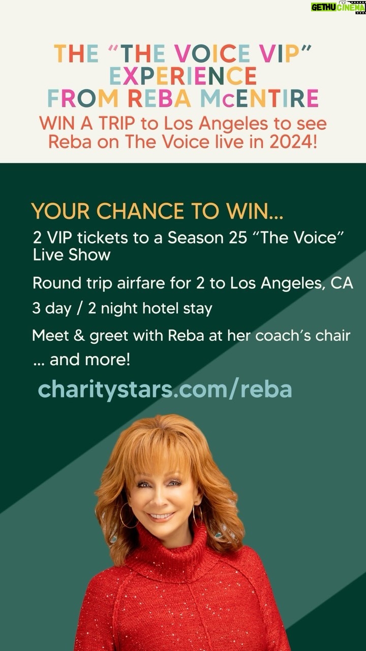 Reba McEntire Instagram - Get in the holiday spirit with the ‘Music 4 Good’ Holiday Campaign! 🎁 Enter to win a trip to see me at a @nbcthevoice live show in Los Angeles in 2024! Use code “UMG” to receive 250 bonus entries. Enter to win at the link in bio!
